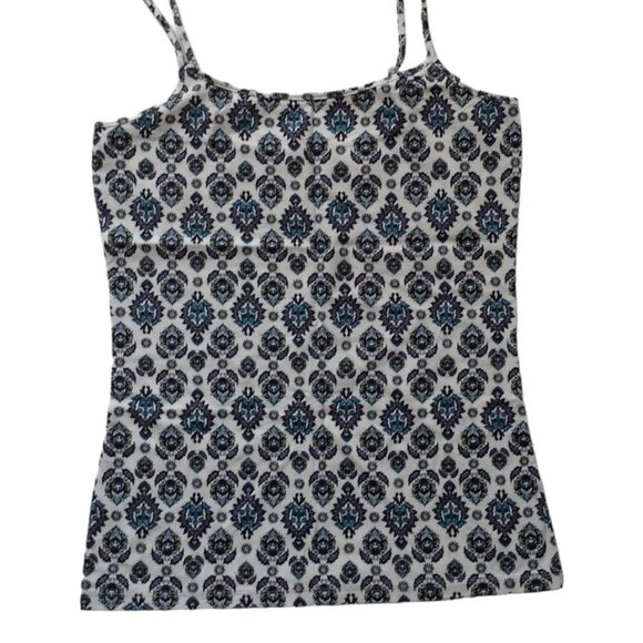 Ann Taylor Factory Women's Girls Size M Tank Top Adjustable Straps Blue White - Picture 1 of 6